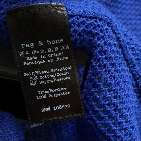 50% OFF NWT Rag & Bone Shea Pullover L/S Sleeve Sweater Royal Blue & Black Small - Picture 7 of 7